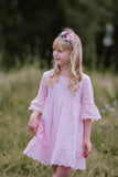 Pink Bell-sleeve Broderie Dress