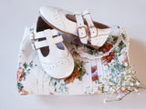 Brogue T-bar Shoes ~ White