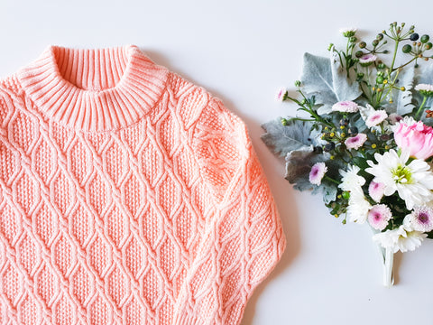Peach Cable-Knit Sweater