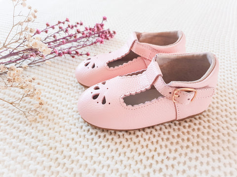 Madeline T-Bar Shoes ~ Baby Pink