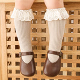 Lace Frill Socks ~ Cream, Cocoa, and Beige