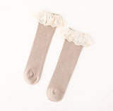 Lace Frill Socks ~ Cream, Cocoa, and Beige